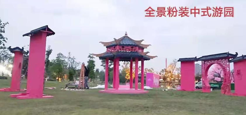 开春游园桃花林景区美陈装置租售