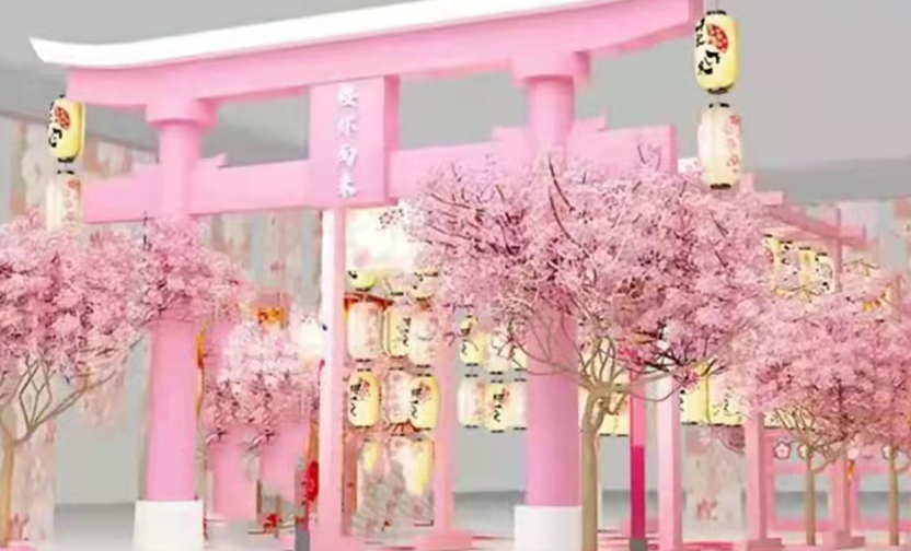 开春游园桃花林景区美陈装置租售