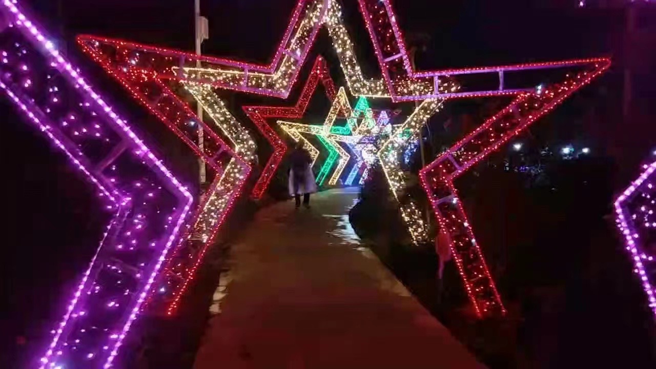夜游灯光美陈北极光灯光节恐龙展暖场互动道具