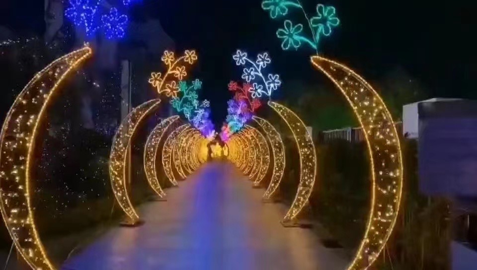 夜游灯光美陈北极光灯光节恐龙展暖场互动道具