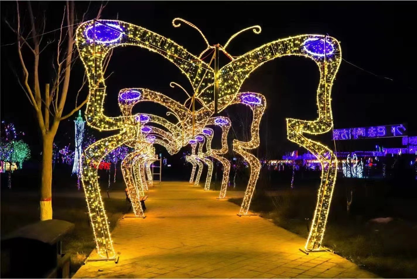 夜游灯光美陈北极光灯光节恐龙展暖场互动道具