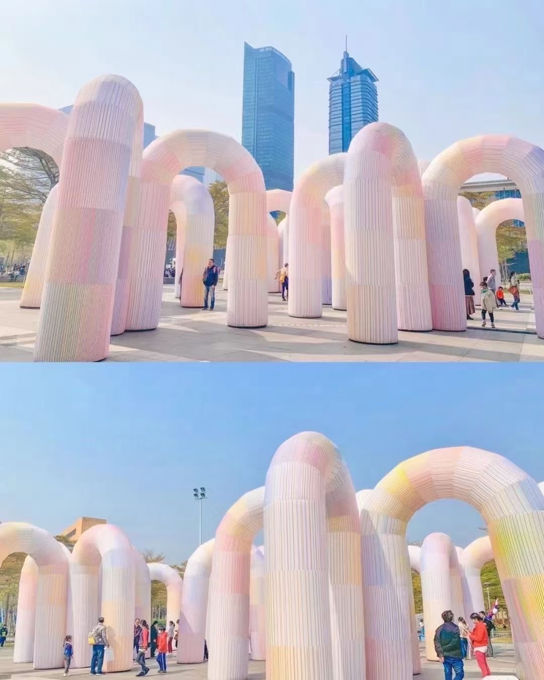 U型拱门，彩色糖果打卡