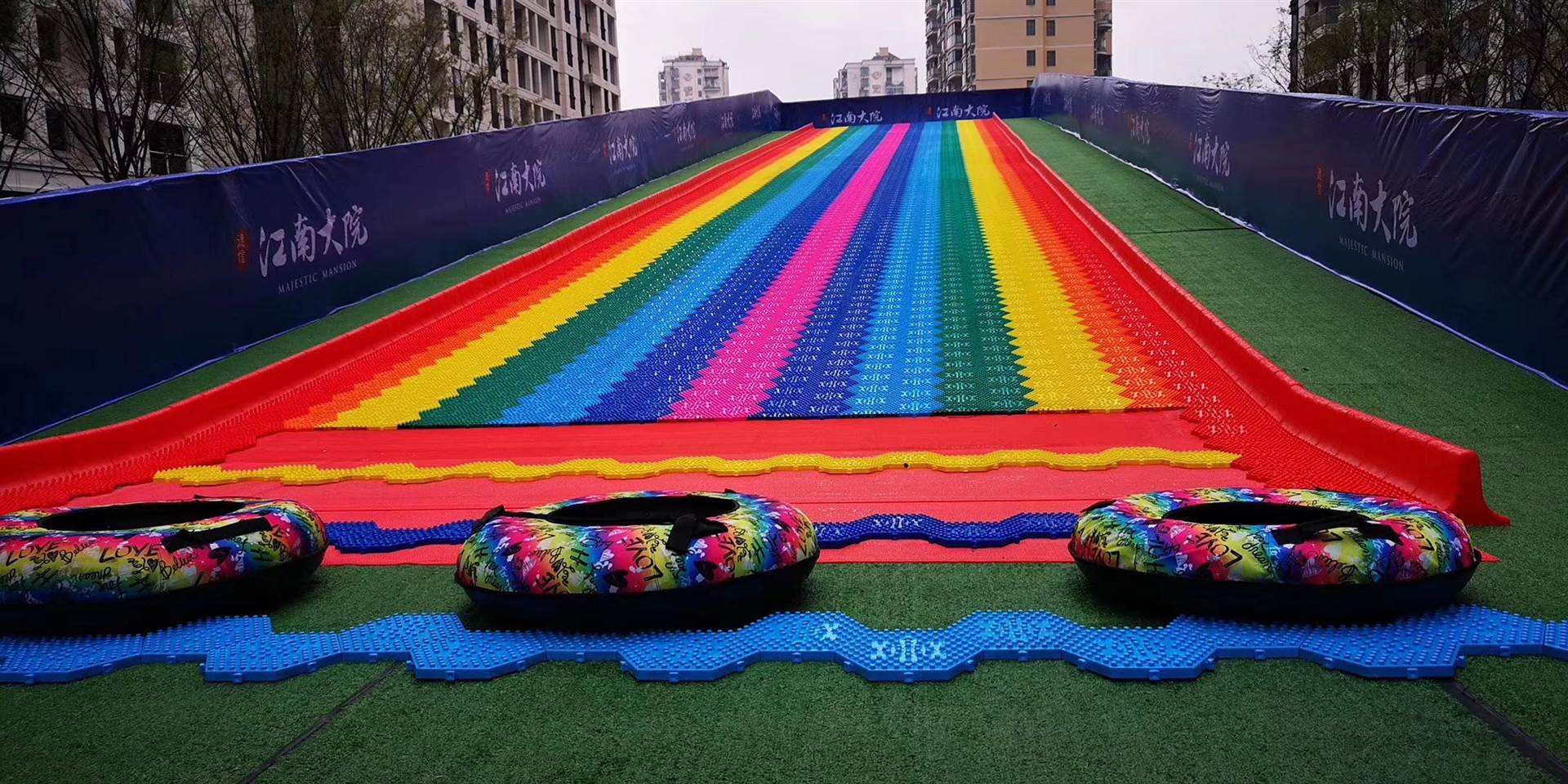 彩虹滑道出租 七彩滑道游乐暖场设备出租租赁