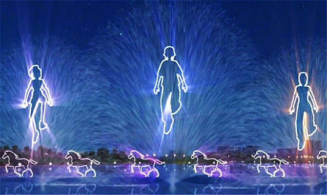 景区文旅夜游的新网红项目裸眼3D水幕电影水上投影设备