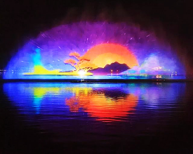 景区文旅夜游的新网红项目裸眼3D水幕电影水上投影设备