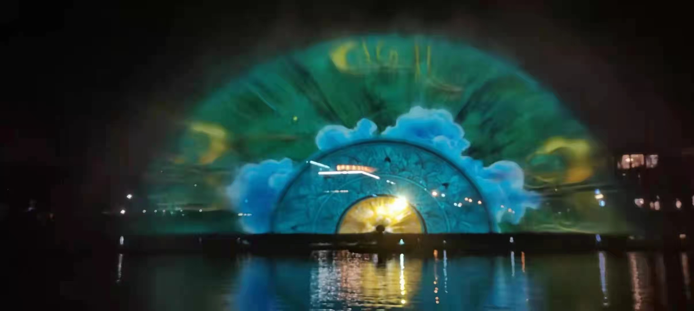 景区文旅夜游的新网红项目裸眼3D水幕电影水上投影设备