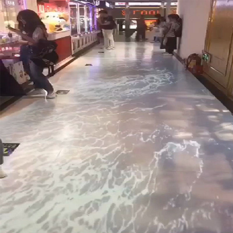 沉浸式地面互动海浪投影素材 瀑布之境互动海浪投影