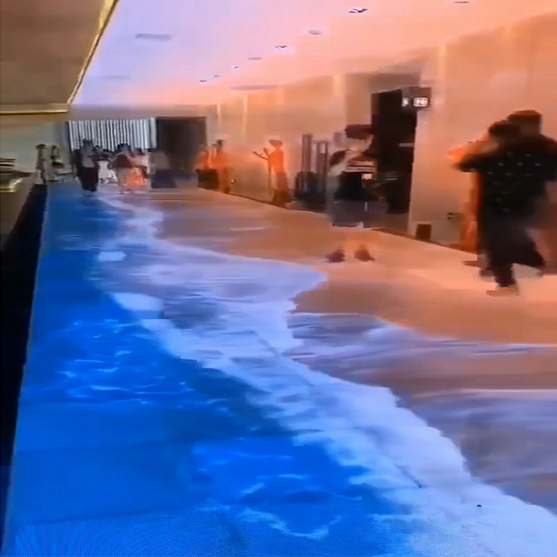 沉浸式地面互动海浪投影素材 瀑布之境互动海浪投影