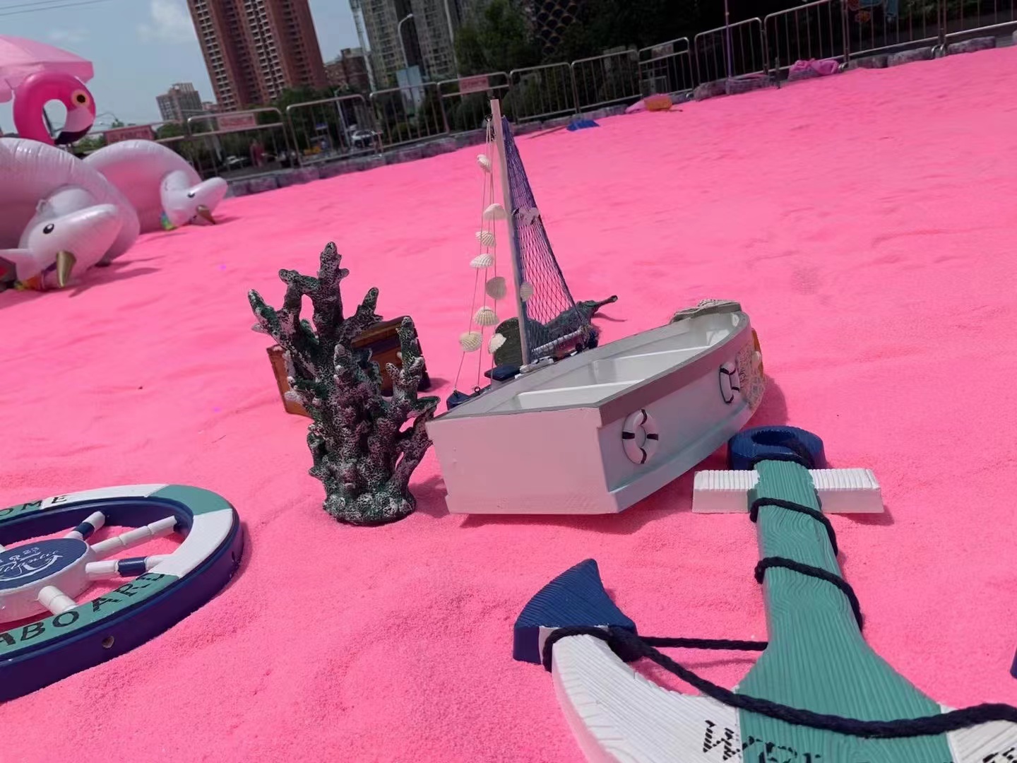 现货网红粉色沙滩整套落地出租出售
