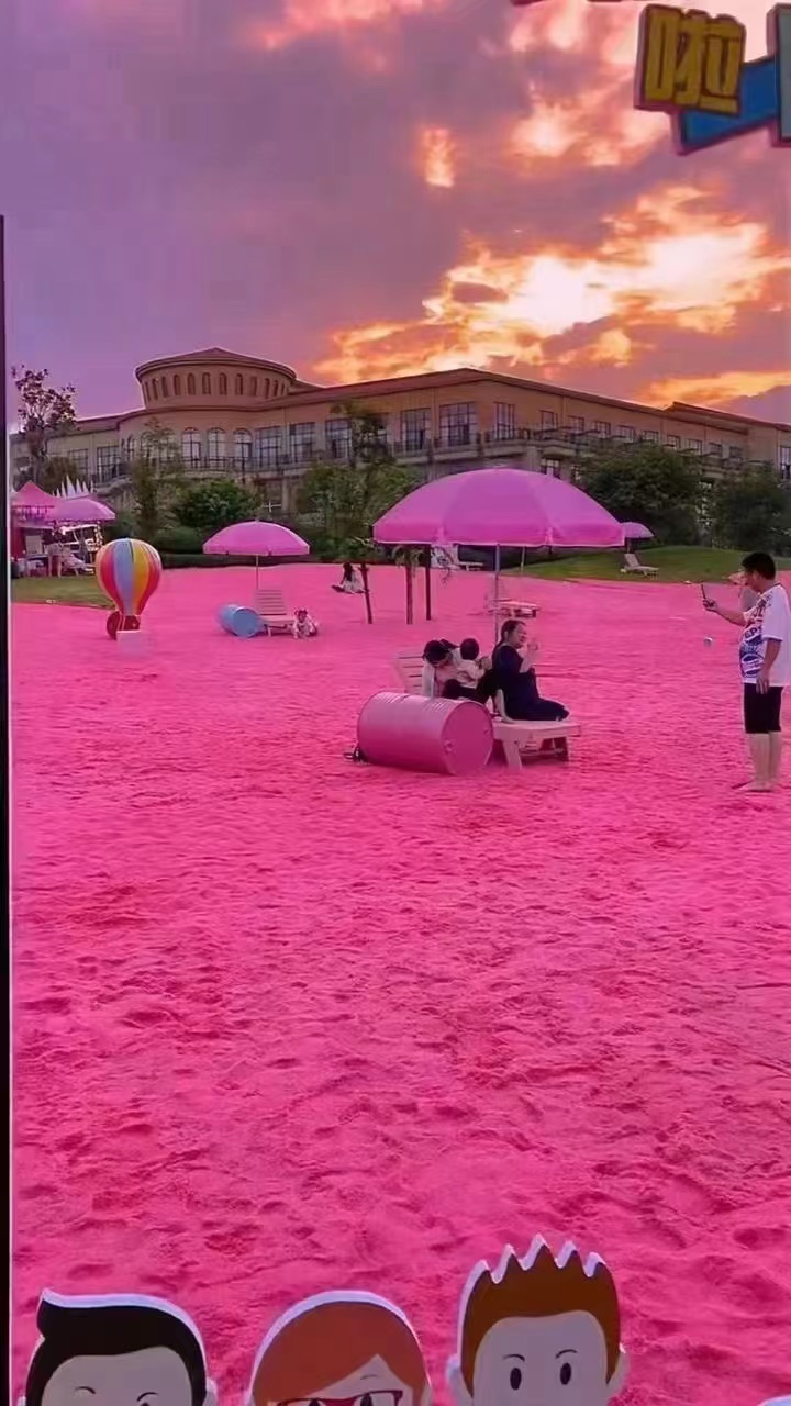 网红打卡粉色沙滩商业景区引流推荐