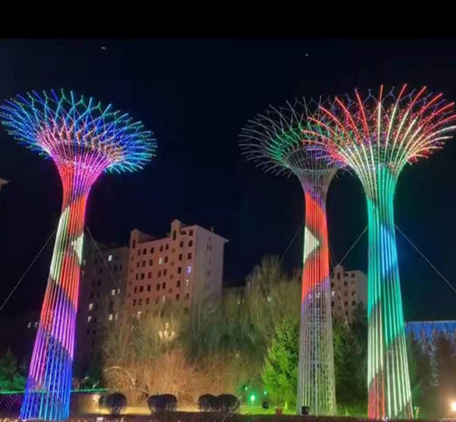 商业街IP天幕生命树礼物熊打卡点