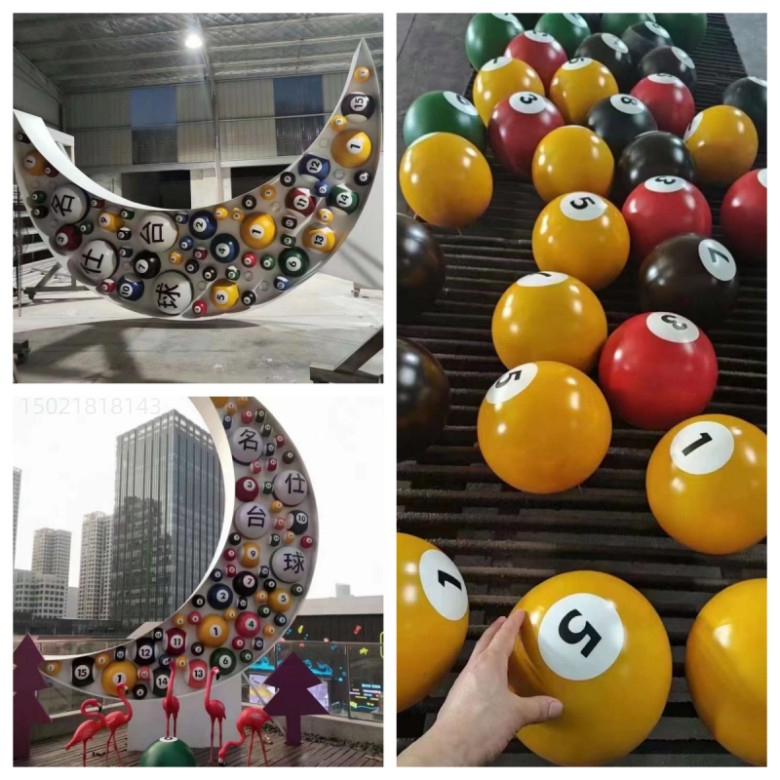 无锡球厅外<font style="color: #FF8F00 !important;">月亮</font>球宣传牌 灯光台球雕塑摆件