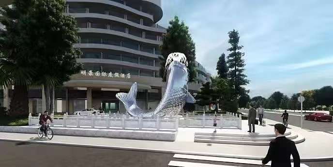 日照广场不锈钢镜面鲤鱼雕塑 鲤鱼跃龙门摆件定制