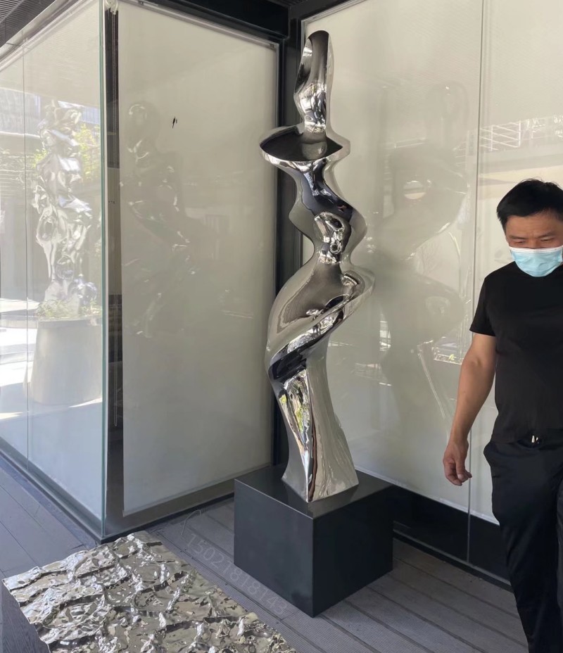 银川各类景观-抽象不锈钢镜面雕塑 奇特造型石定制