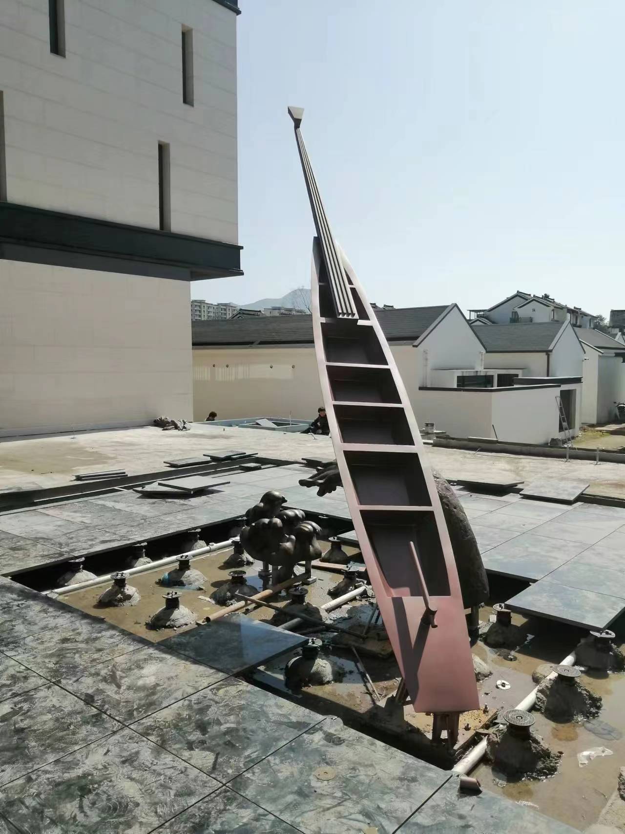 吉林建筑入口 不锈钢帆船雕塑 金属艺术加工
