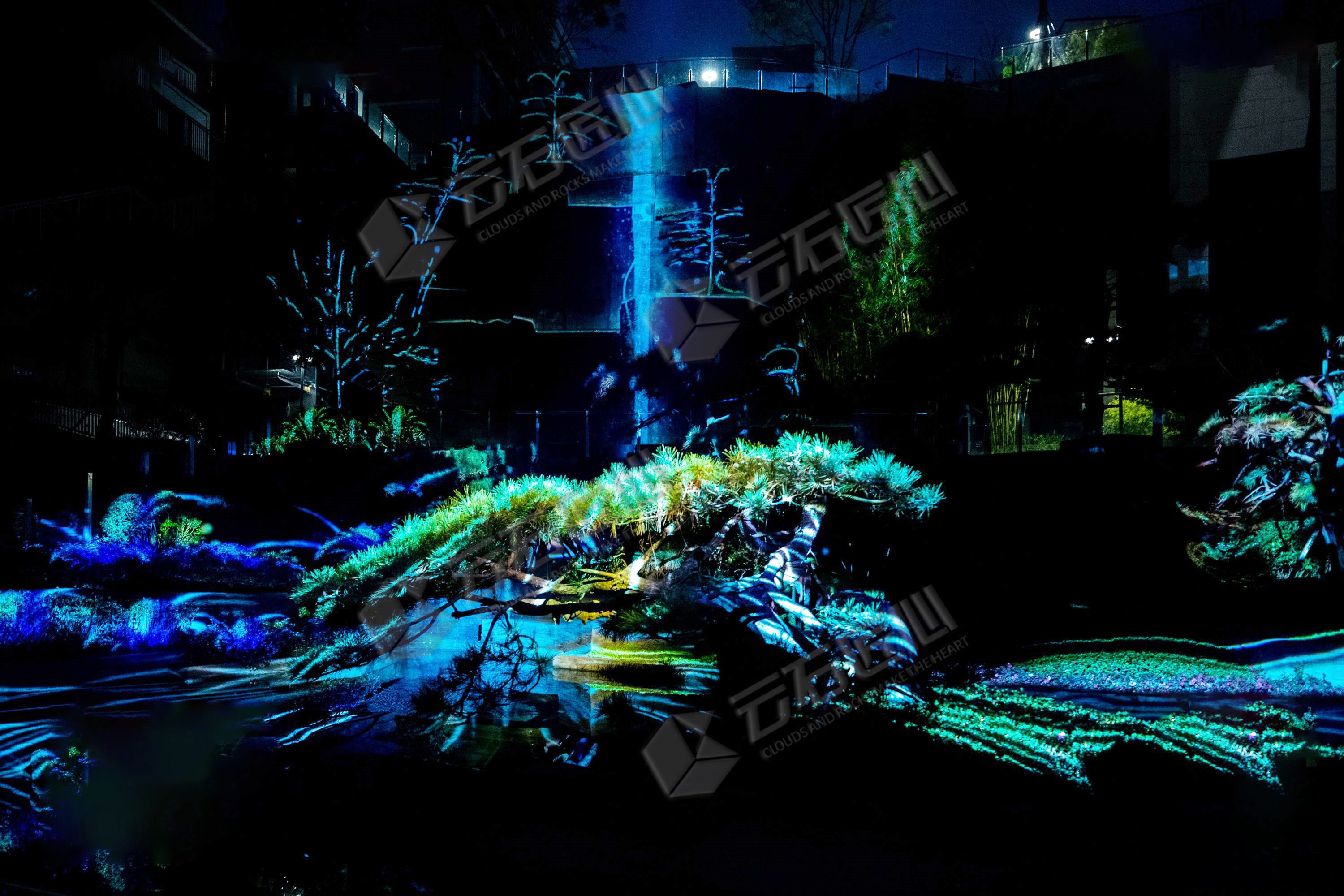 沉浸式4D飞瀑园林光影Mapping秀