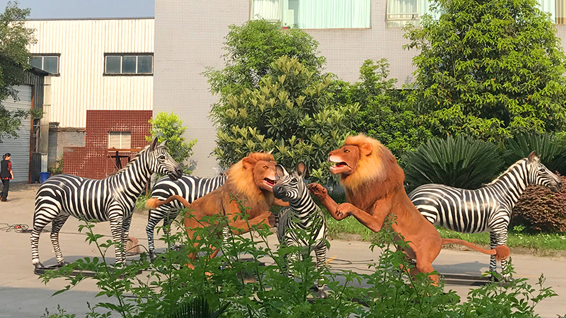商场主题公园动物园动物大合照仿真动态斑马狮子老虎