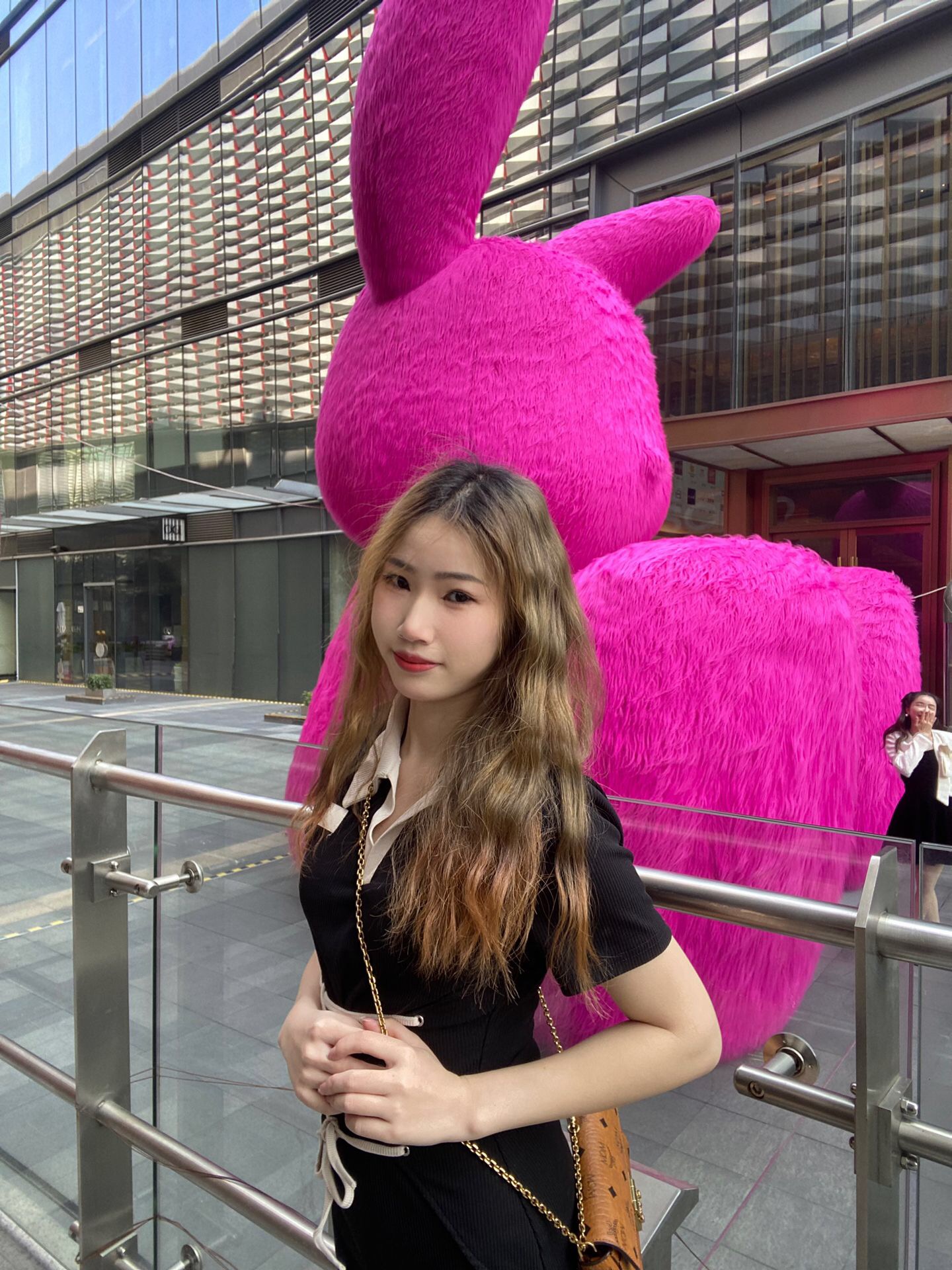 火龙果色植绒兔子