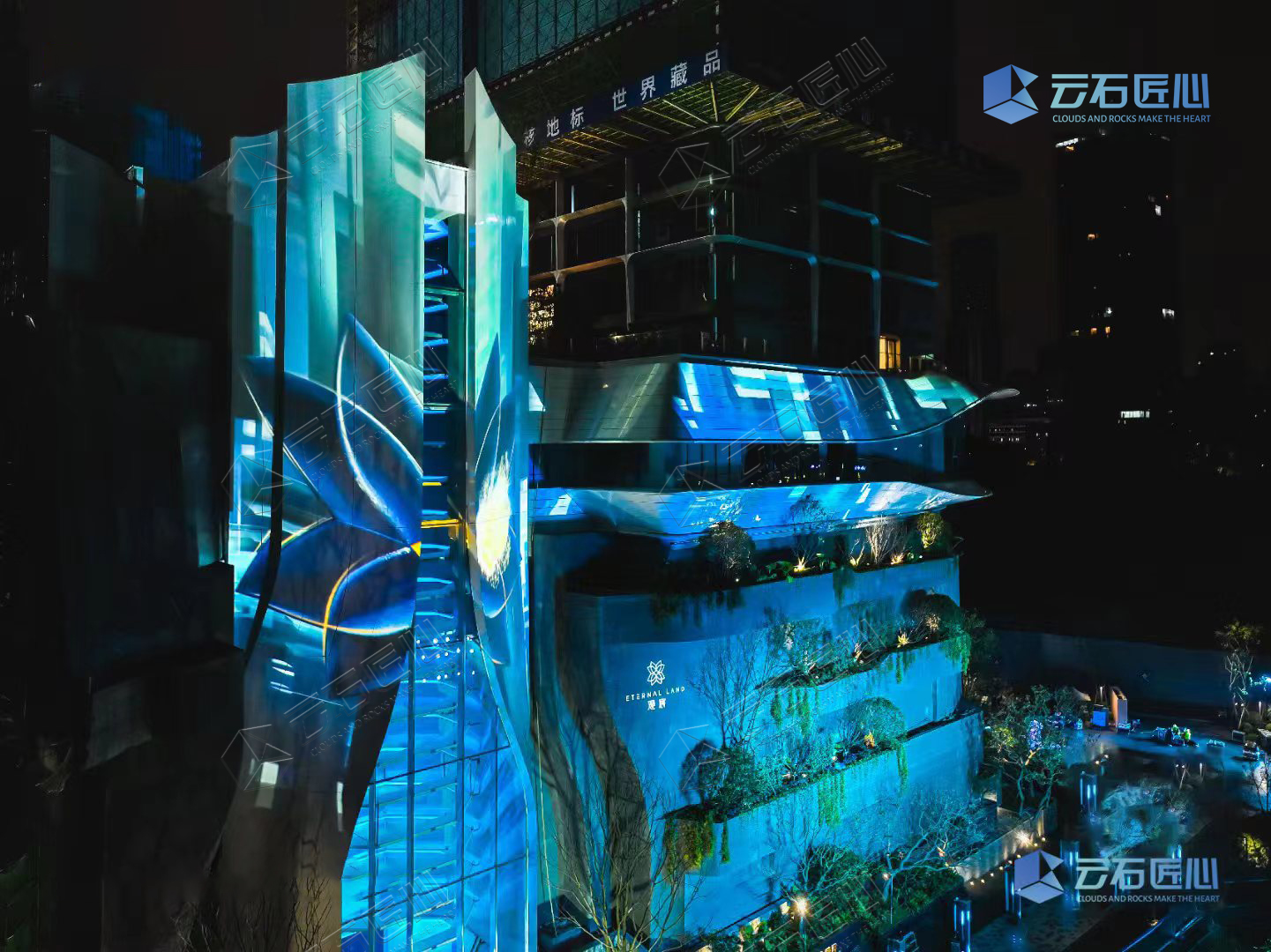 「观宸·无界示范区」40米城市楼体投影 3DMapping秀