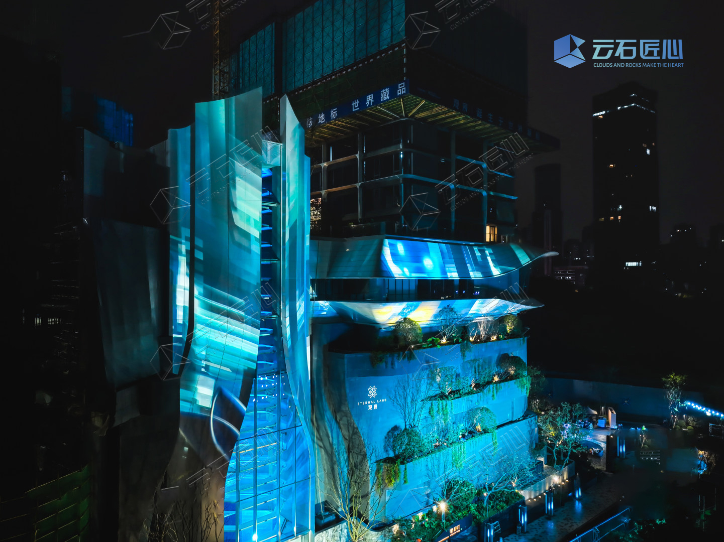 「观宸·无界示范区」40米城市楼体投影 3DMapping秀