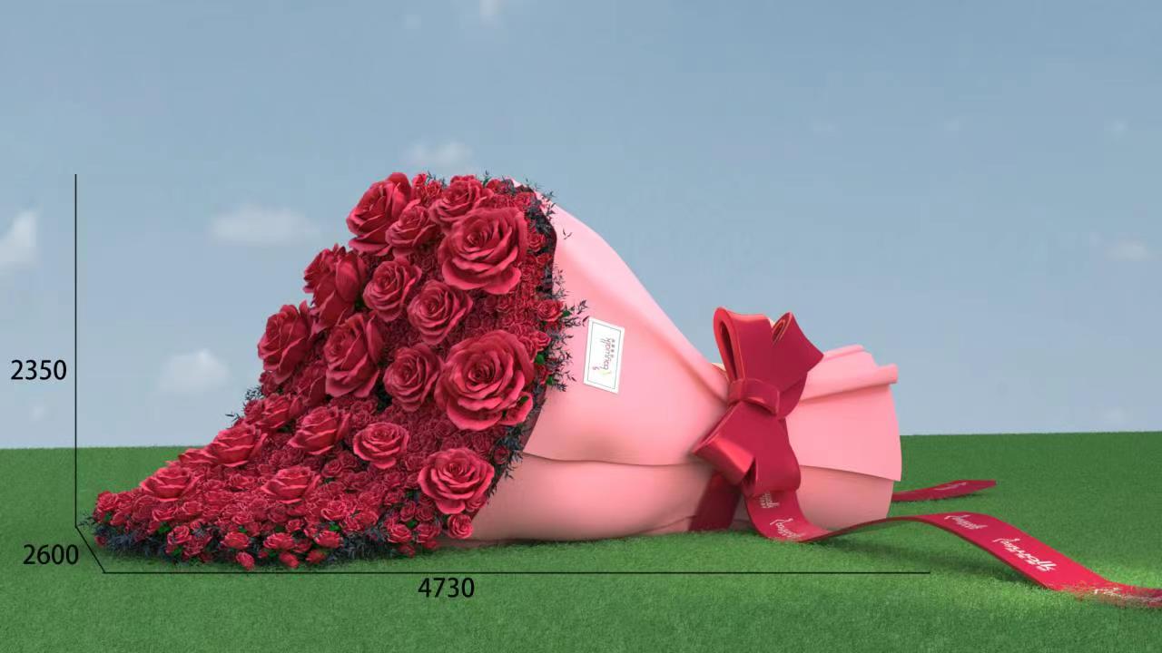 裱糊精品巨型花束工厂520巨型玫瑰花美陈工厂直销