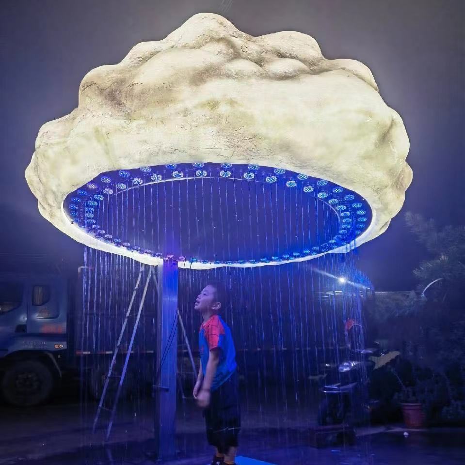 云朵灯定制创意脚踩下雨打雷云朵互动装置