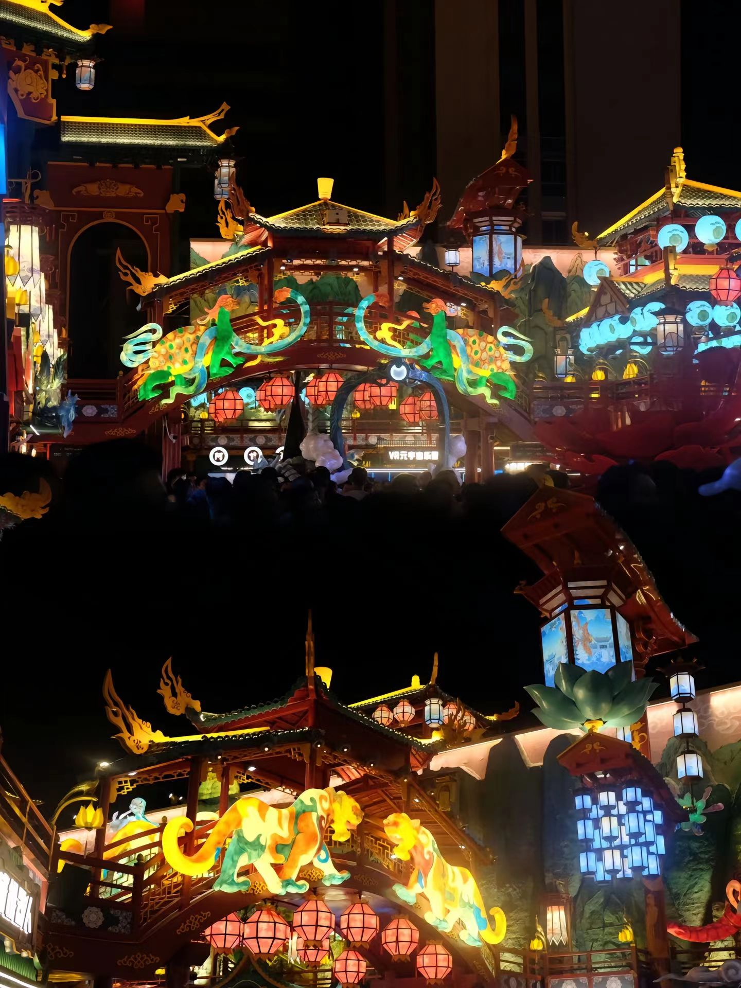 景区不夜城打造景观舞台门楼大灯架灯笼铁艺美陈演绎花车定制厂家