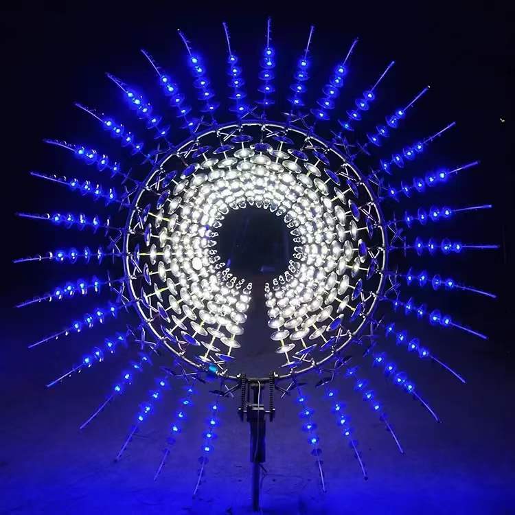 风动雕塑不锈钢景观雕塑不夜城灯光网红景观灯