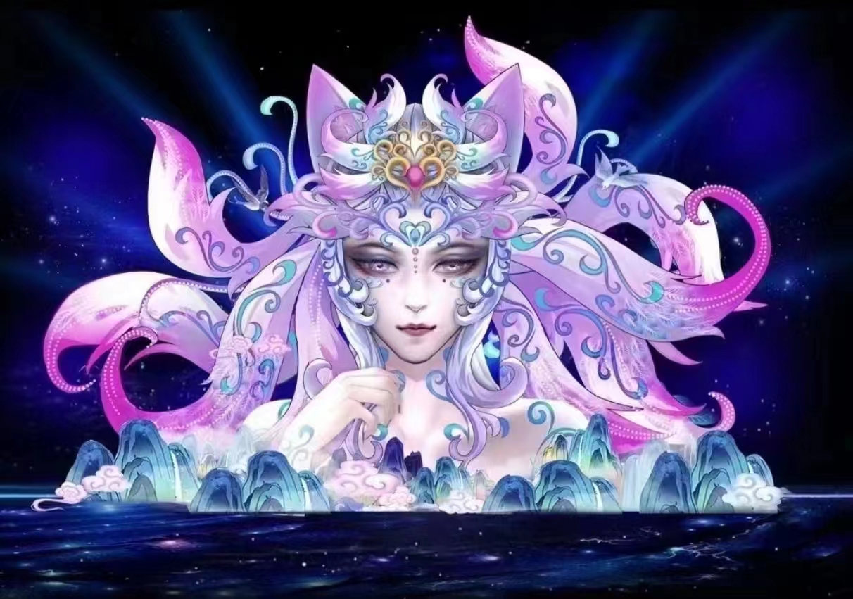女神彩灯国潮人物花灯网红打卡IP点