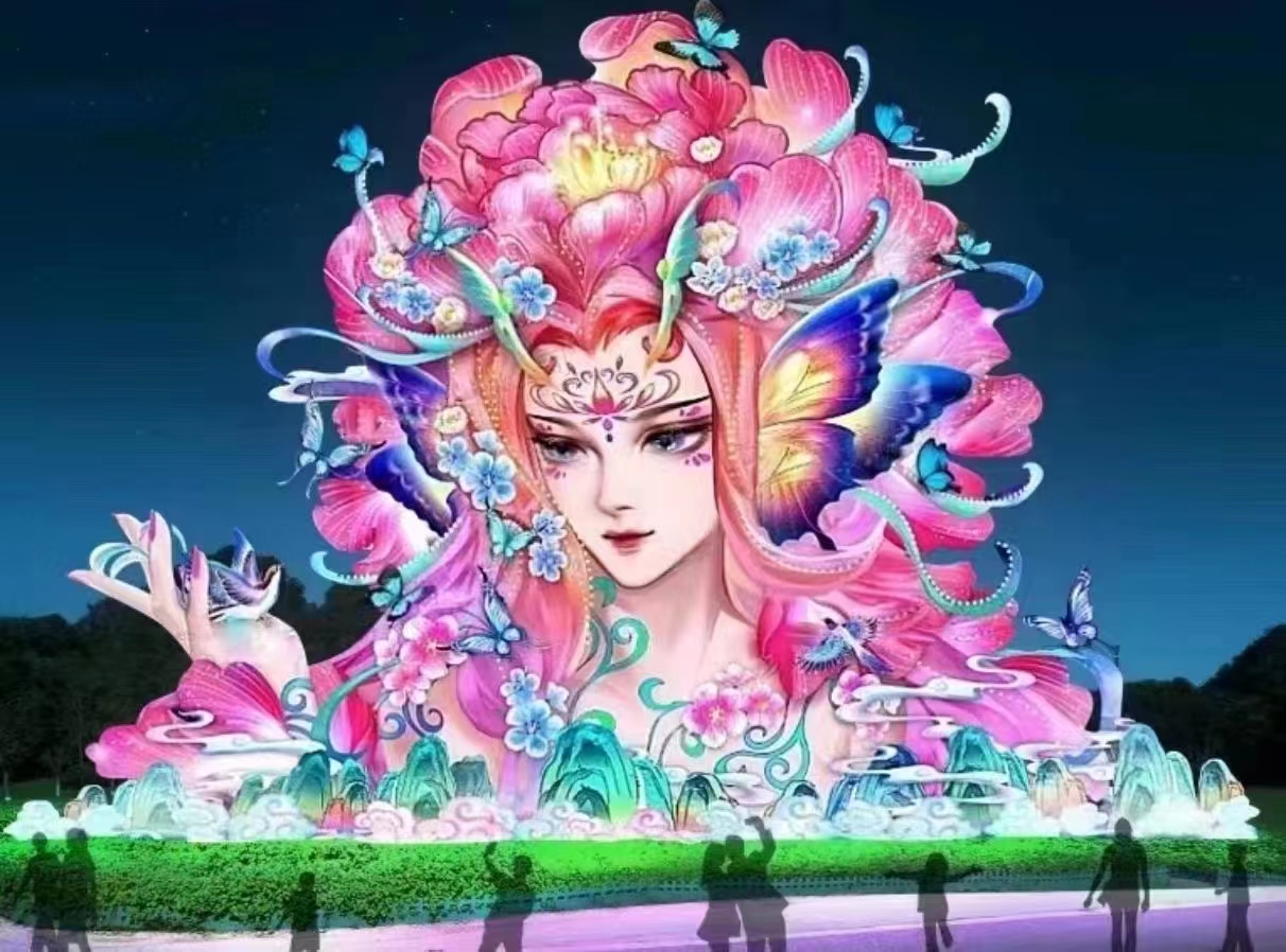 女神彩灯国潮人物花灯网红打卡IP点