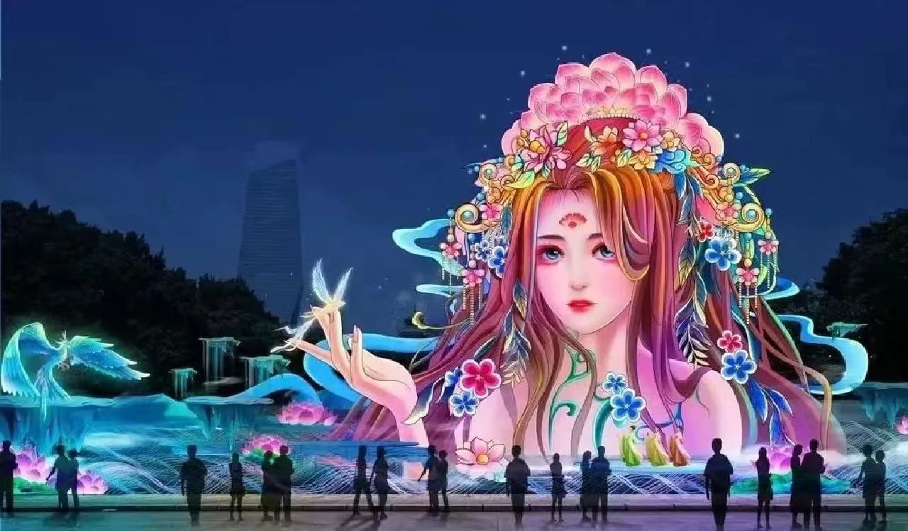女神彩灯国潮人物花灯网红打卡IP点