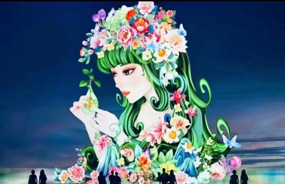 女神彩灯国潮人物花灯网红打卡IP点
