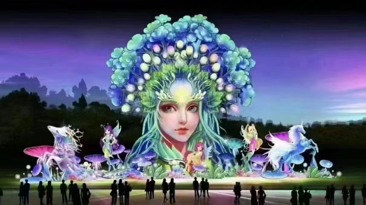 女神彩灯国潮人物花灯网红打卡IP点