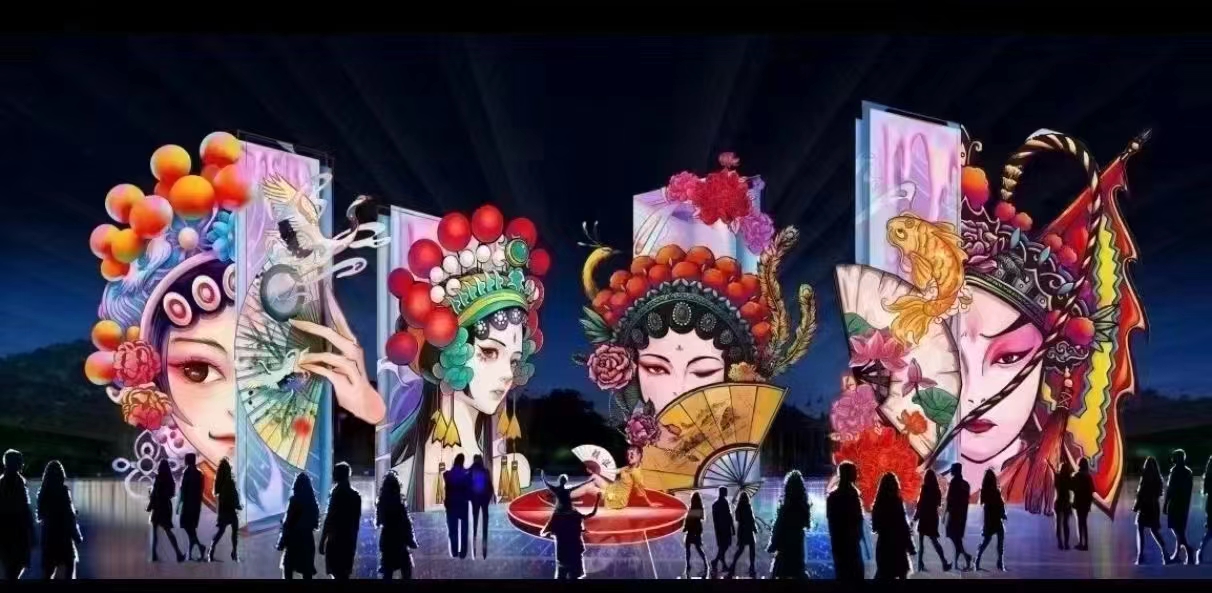 女神彩灯国潮人物花灯网红打卡IP点