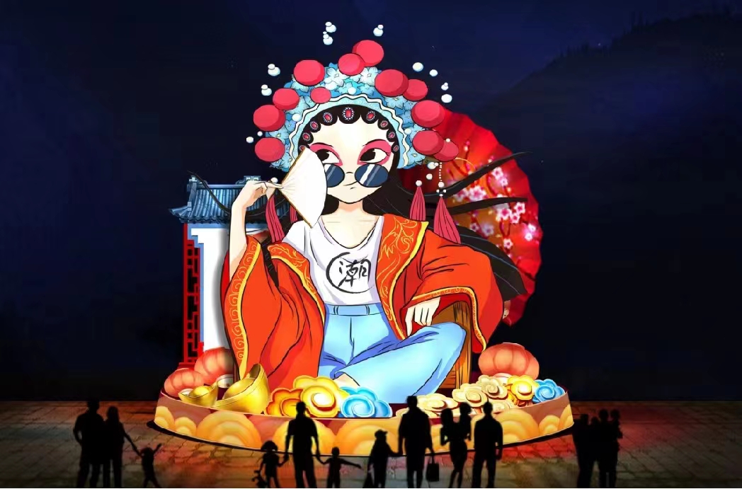 国潮风彩灯