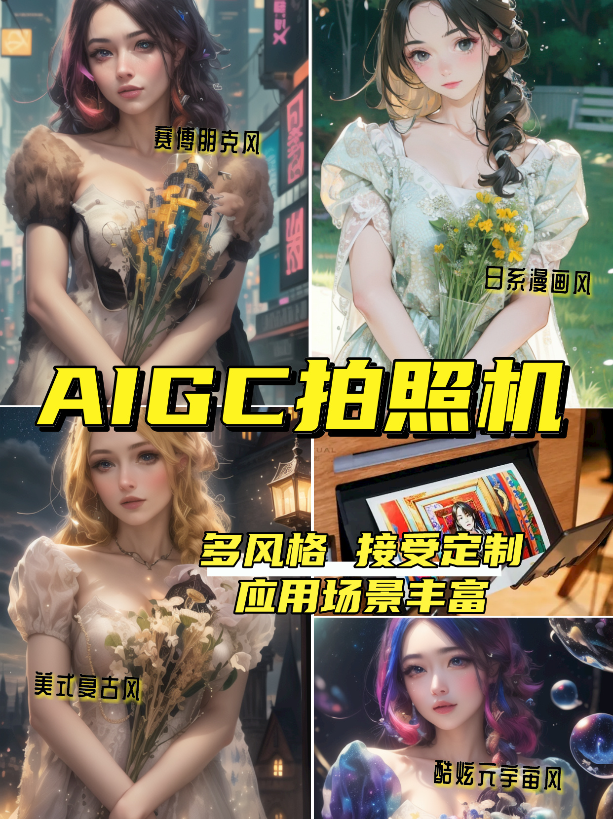艺术AIGC互动拍照机AI绘画互动拍照装置