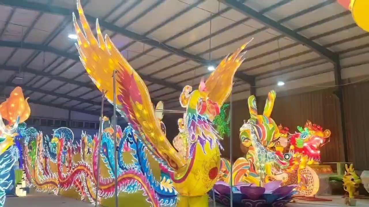 仓库实拍花灯展厅视频 灯光凤凰