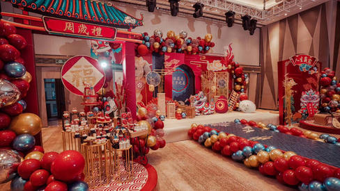 中国红复古国潮风宝宝宴