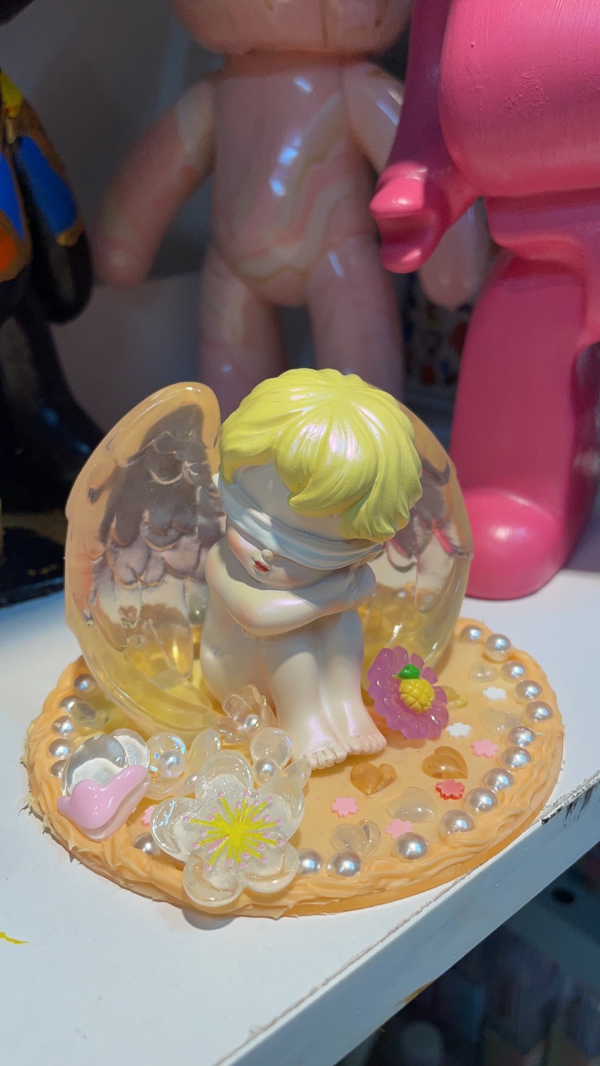 流体熊肌理画奶油胶石膏娃娃古风国潮diy