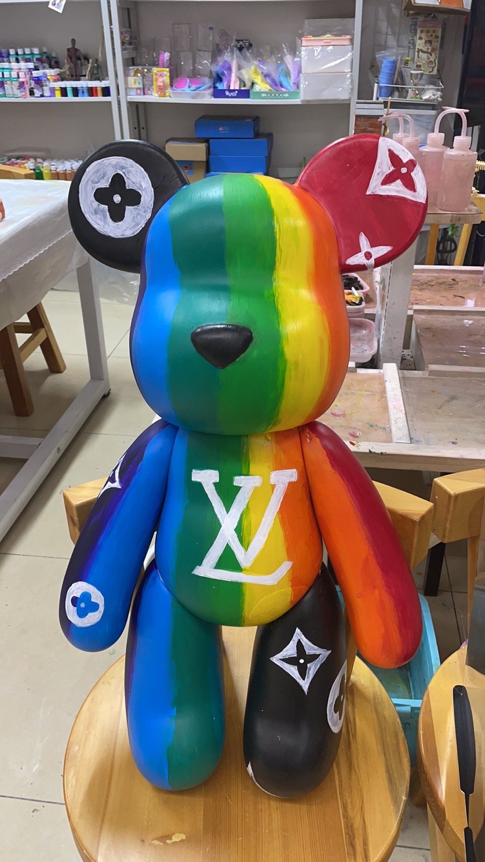 流体熊肌理画奶油胶石膏娃娃古风国潮diy