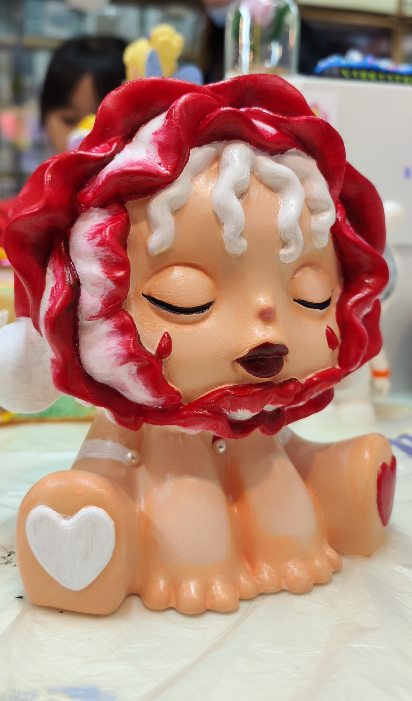 流体熊肌理画奶油胶石膏娃娃古风国潮diy