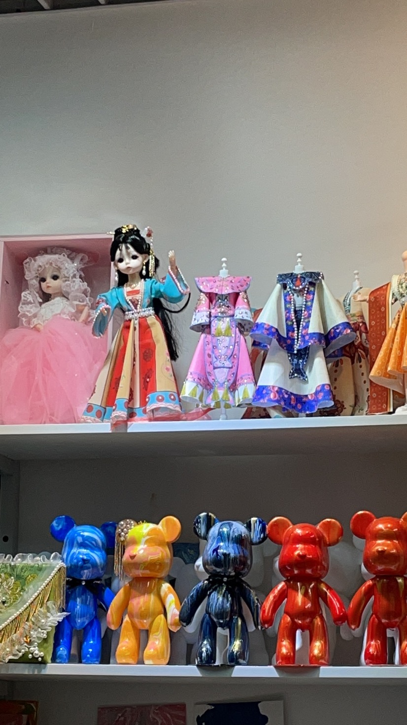 流体熊肌理画奶油胶石膏娃娃古风国潮diy