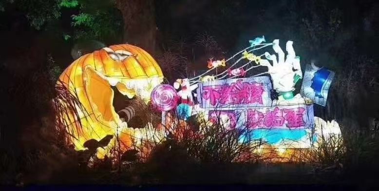 万圣节捣蛋鬼骷髅头花灯工艺玻璃钢工艺气模