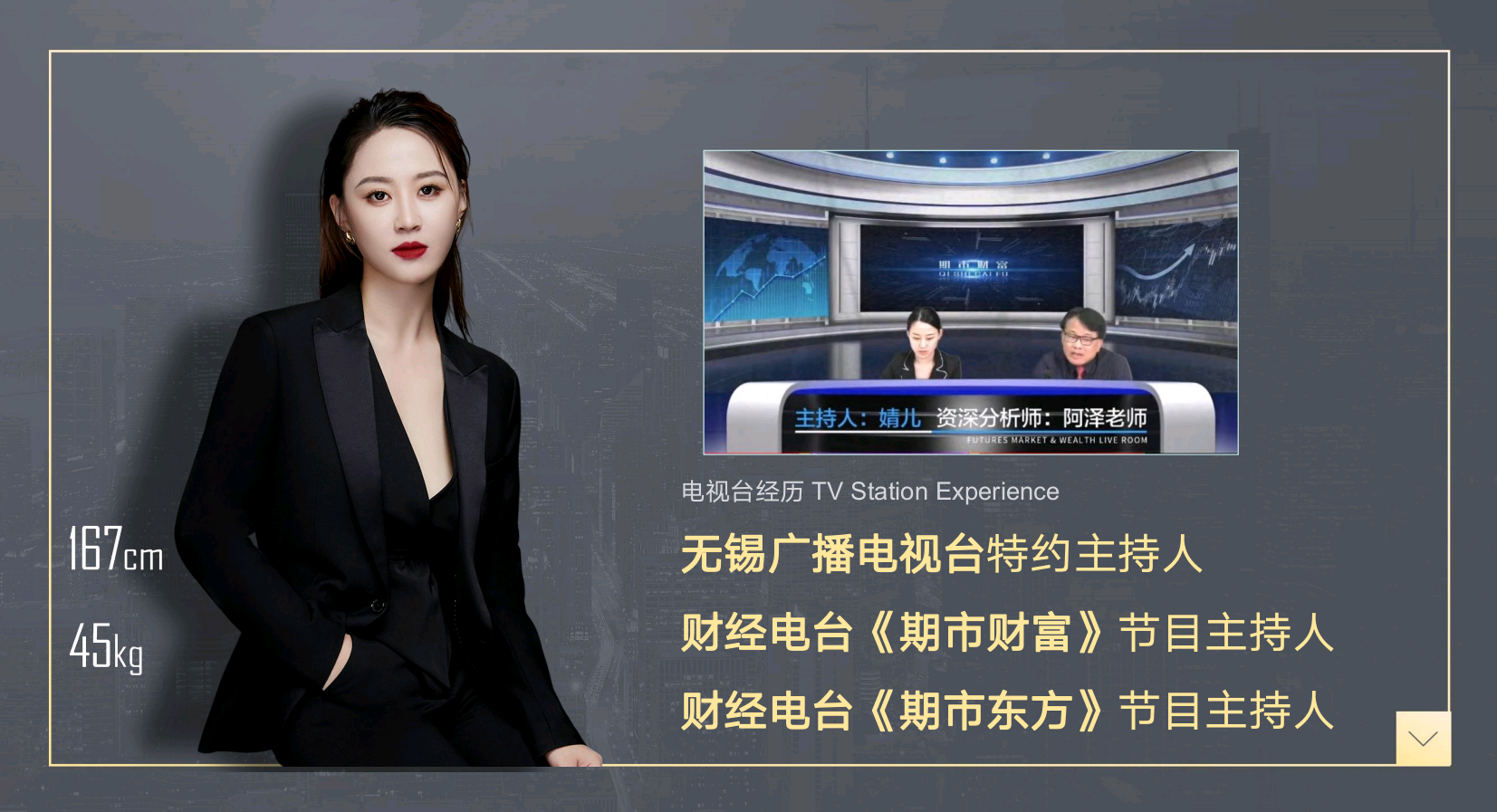 财经论坛主持人徐婧（常驻地苏州）