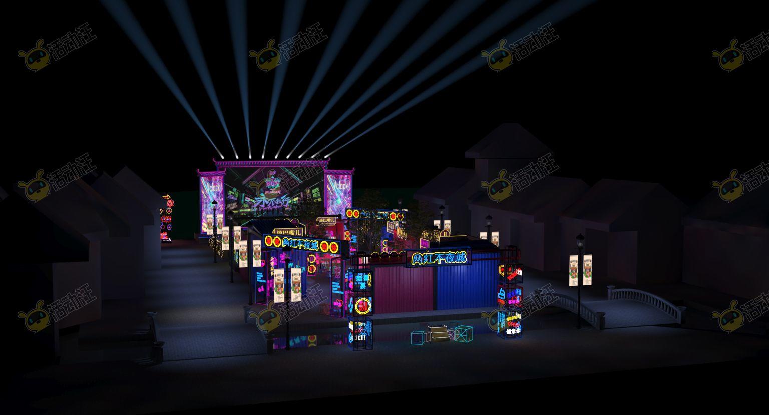 市集欢迎区活动舞台舞美3d效果图