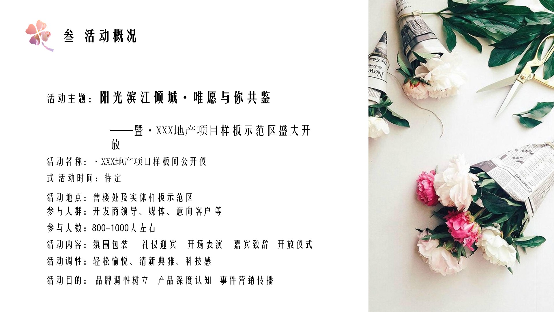 轻松愉悦,清新典雅,科技感住房地产样板房开放活动策划方案