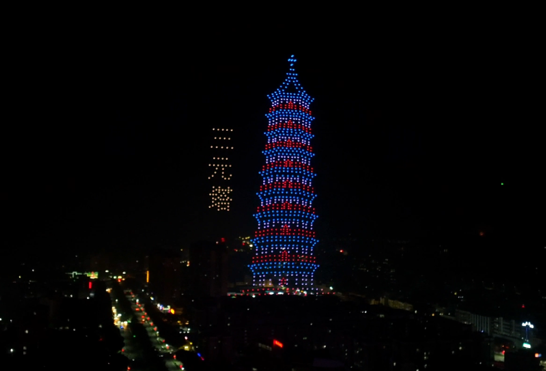 城市形象活动暖场无人机灯光秀表演龙凤呈祥