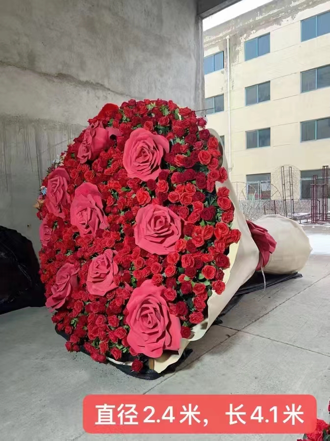  美陈大花束玫瑰鲜花摆件鲜花摆件