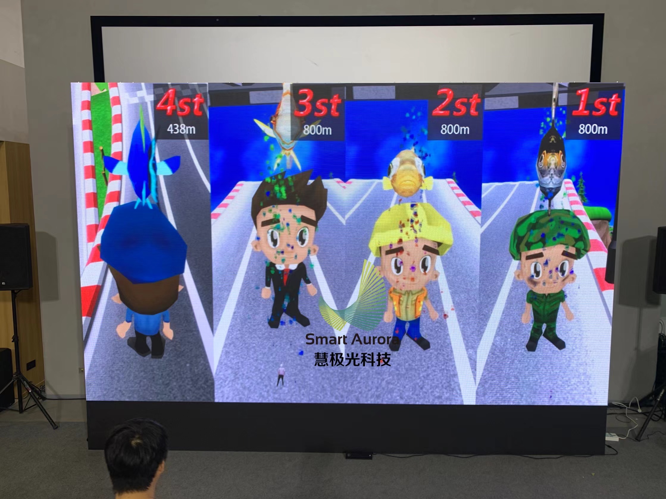 大屏体感酷跑竞技交互游戏 多人跑酷竞技比赛互动装置