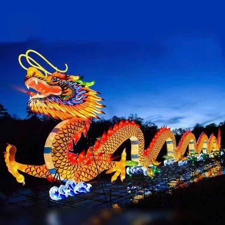 中国龙，春节花灯灯会中国龙灯组